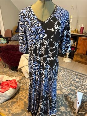 Attitudes by Renee Blue & Black Patterned Maxi Dress
